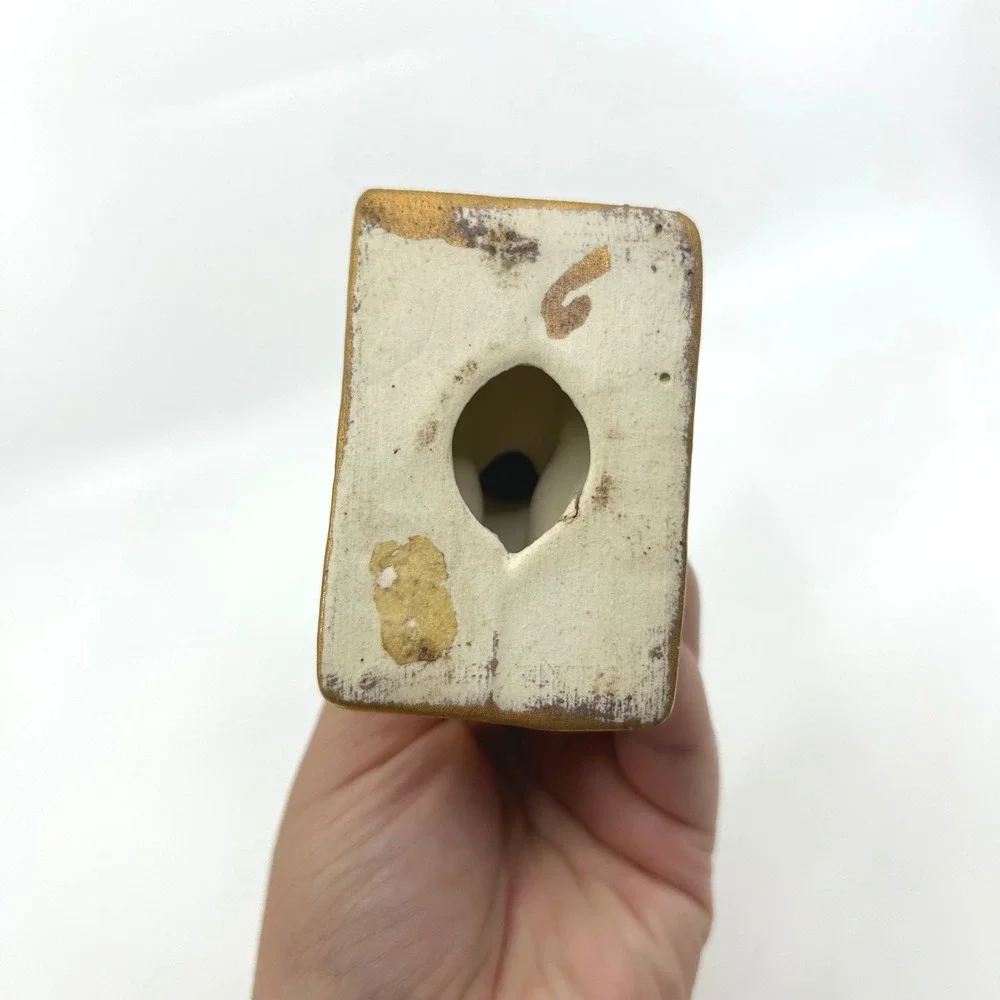 Vintage Mid Century Gold White Ceramic Rearing Horse Figurine